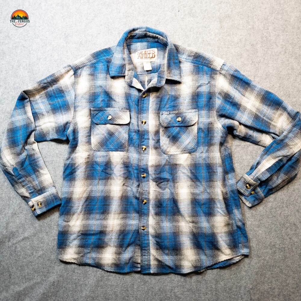 Sports Afield Button-Up Shirt Multicolor Long Sleeve Plaid Pockets Women's XLT
